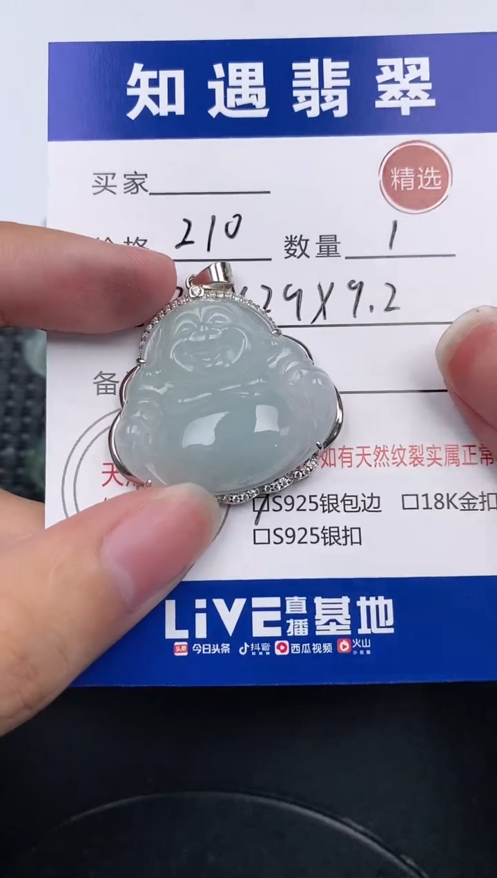 翡翠银S925镶嵌颈饰挂件