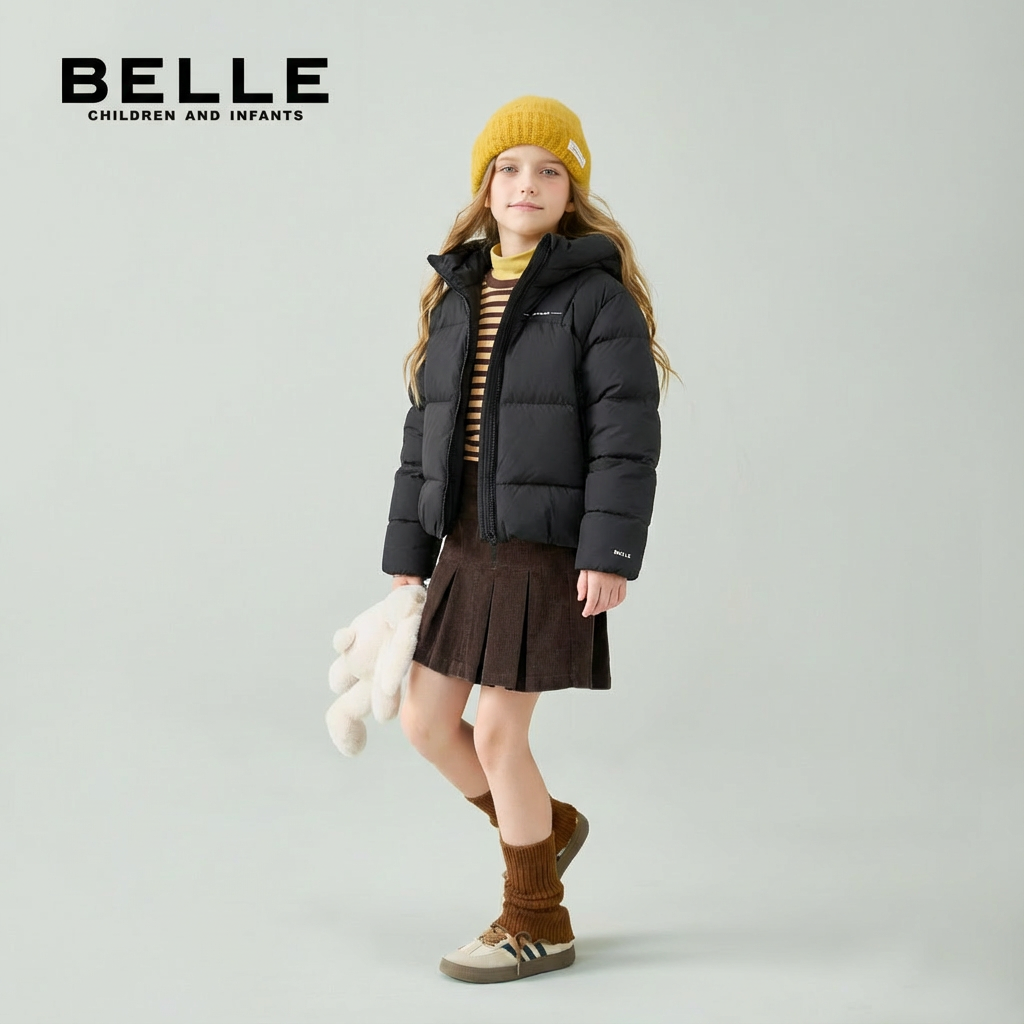 【新国标90绒子】百丽（亲子款）25新秋冬厚款羽绒服连帽立领防跑绒