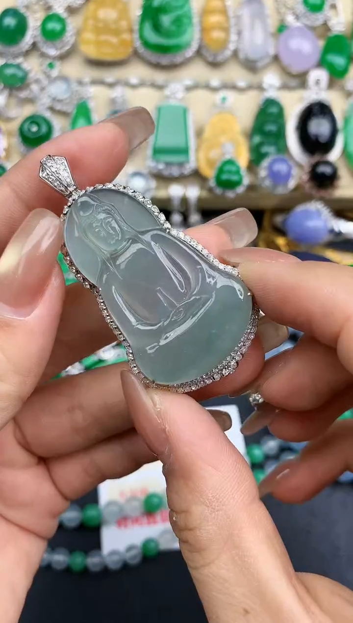 颈饰18K金镶嵌翡翠266-中国好珍宝