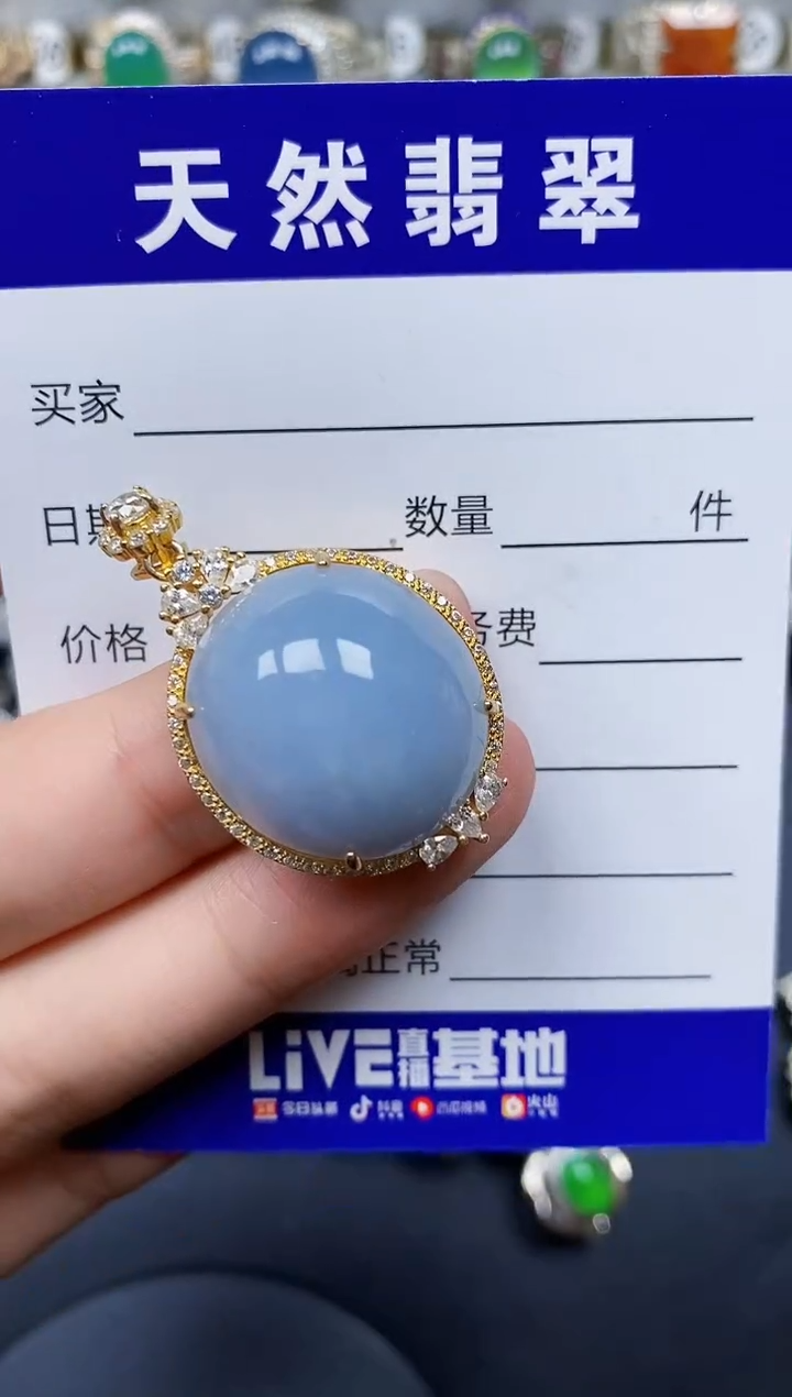 翡翠银S925镶嵌颈饰607