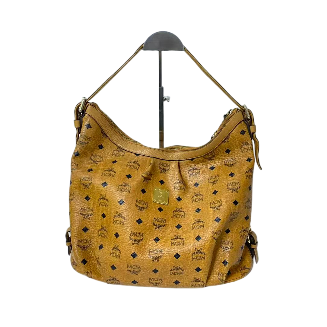 95新 MCM MCM经典老花干邑色全皮单肩包2509M007中古