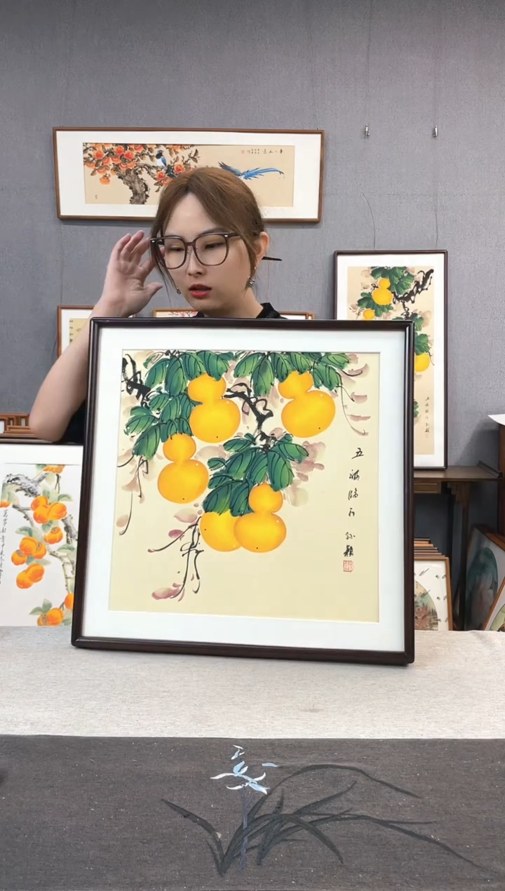【闪购商品】国画孙颖-纯手绘带框作品-52*52-葫芦