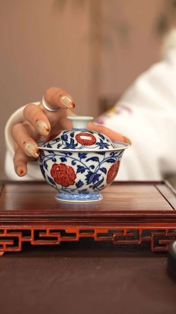 【闪购商品】盖碗永明尚玩景德镇手工手绘陶瓷