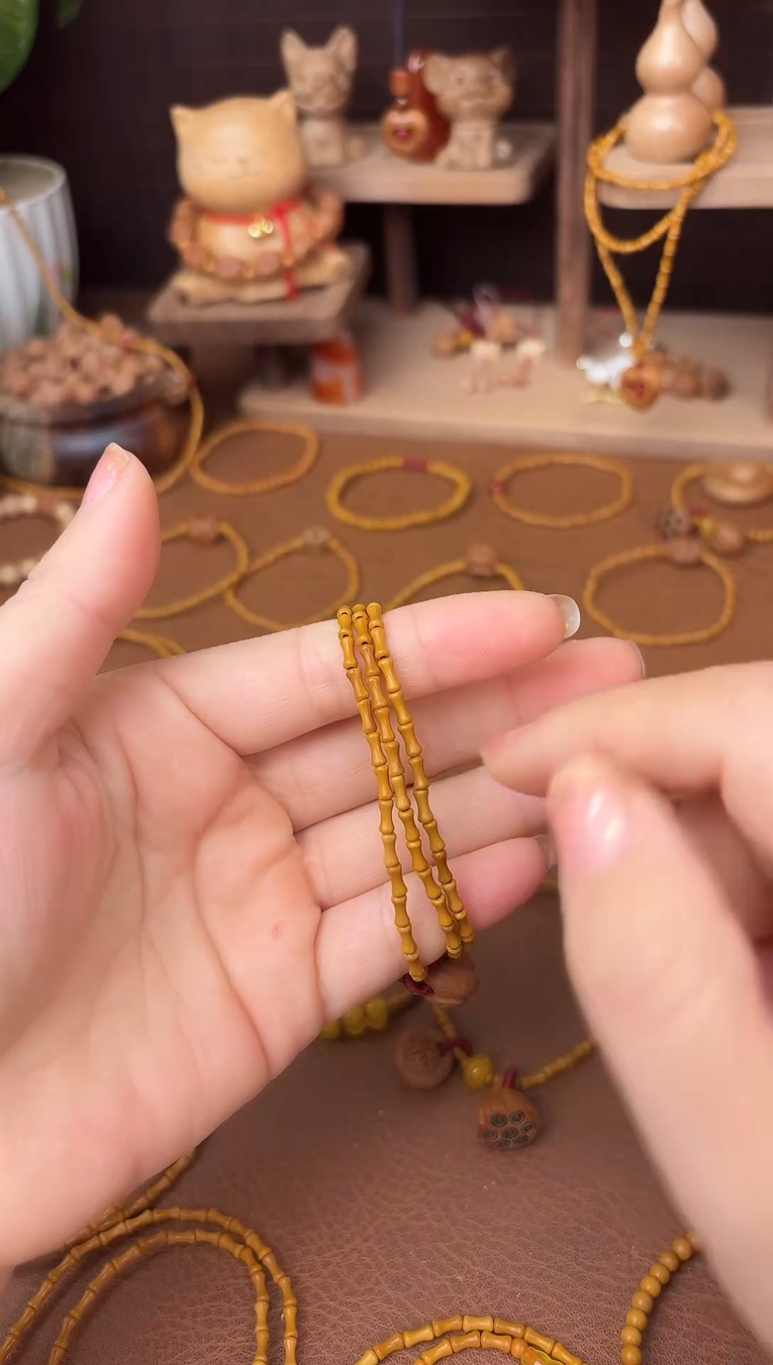 手串桃核三圈好运莲莲竹节跑环