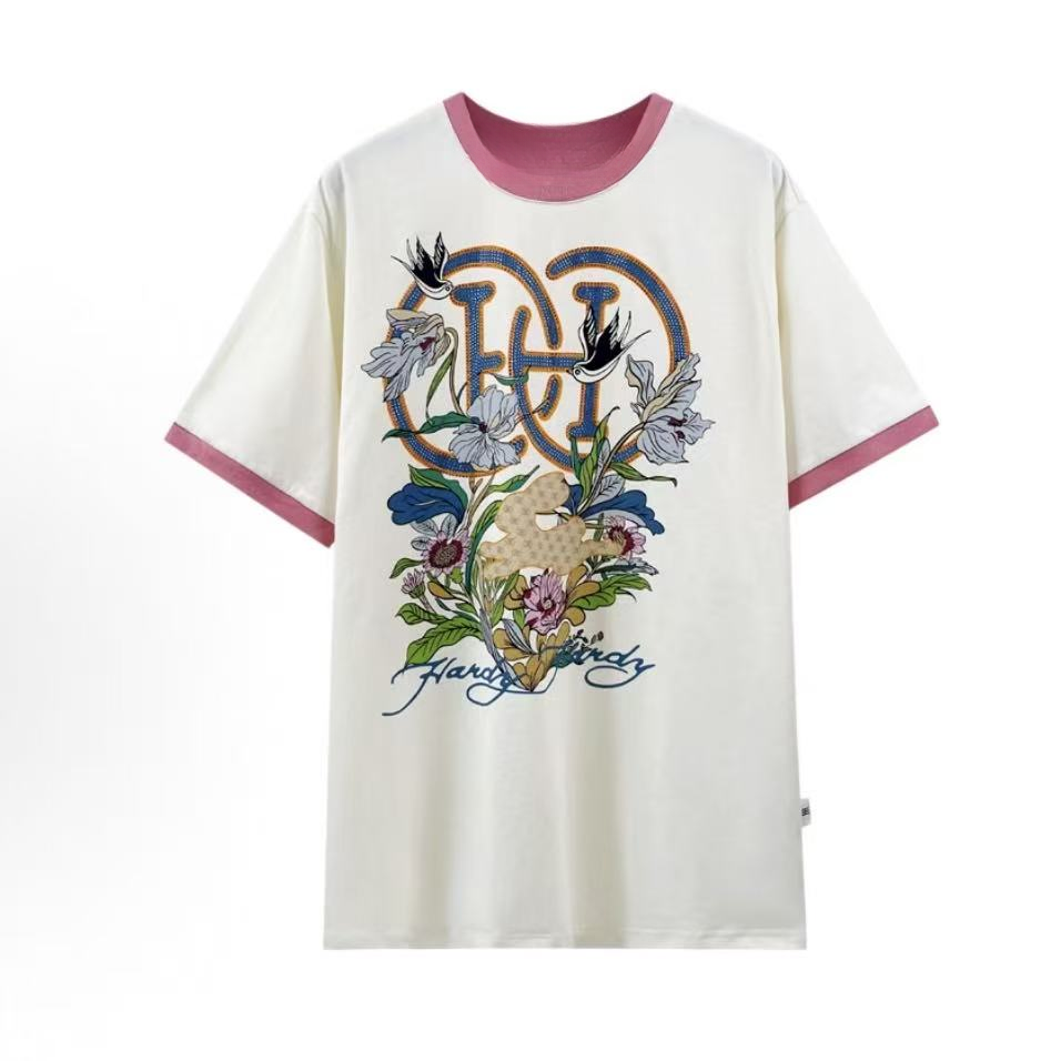 【娜娜】HH UPF50+防晒凉感 潮牌女款图案烫钻短款短袖T SS261