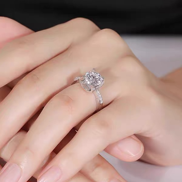 925银莫桑石银制品 【牛头小蛮腰】0.5-3克拉/经典奢婚戒莫桑钻银托