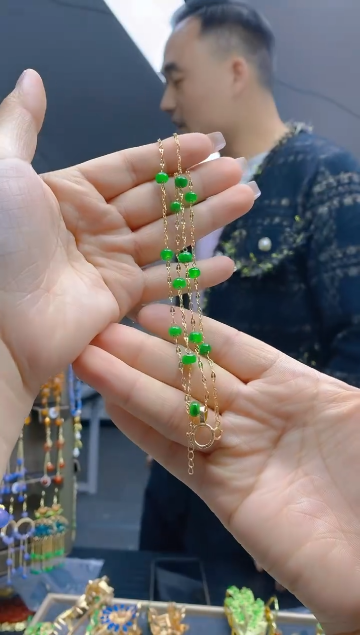 【闪购商品】翡翠耳饰合金180翡翠锁骨链