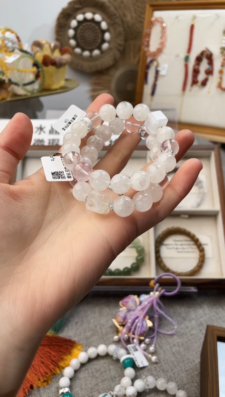 未镶嵌手串水晶s****a白雪花幽灵手串（多样性发一）