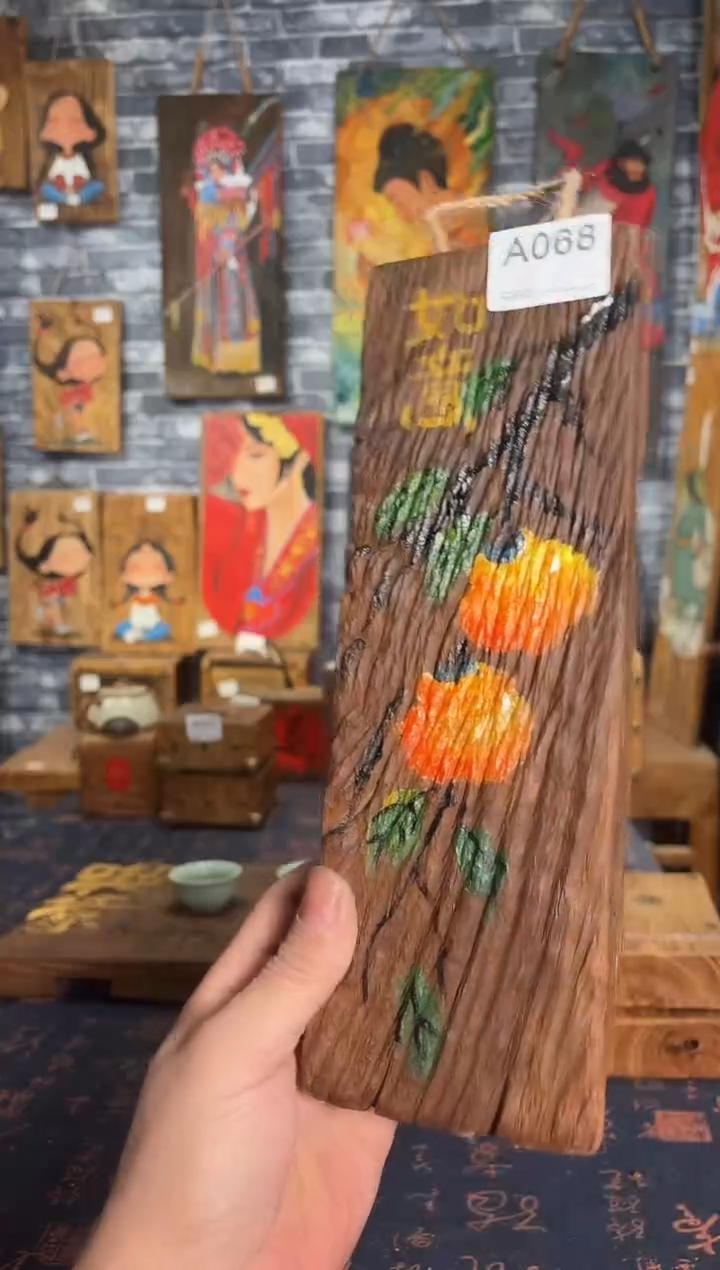 风化老门板丙烯画