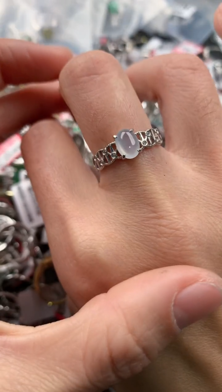 银S925镶嵌戒指翡翠222    2