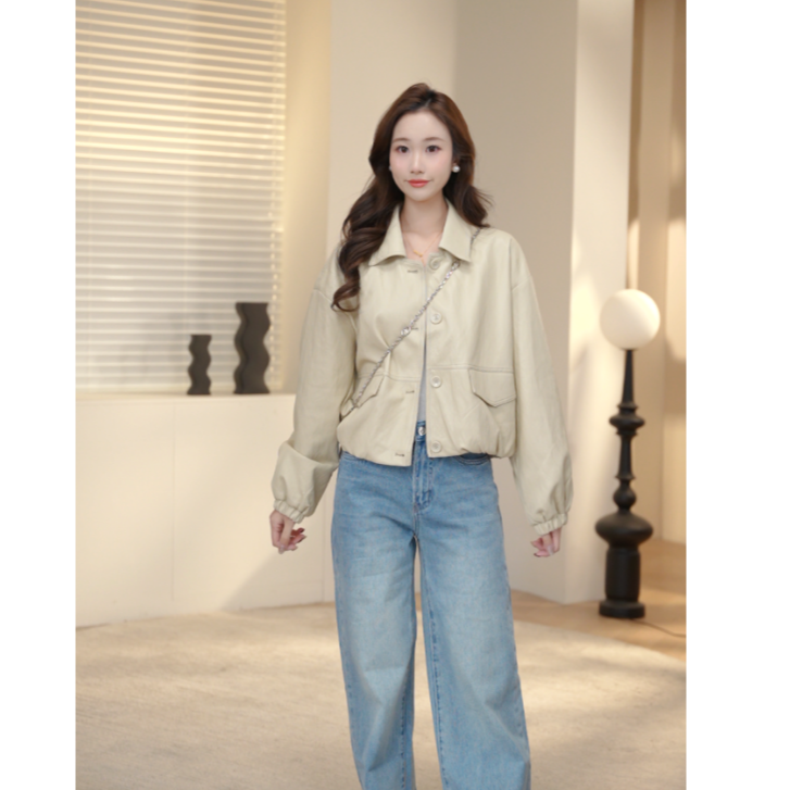 Basic House/百家好皮衣女外套2025春季新款女装高级感