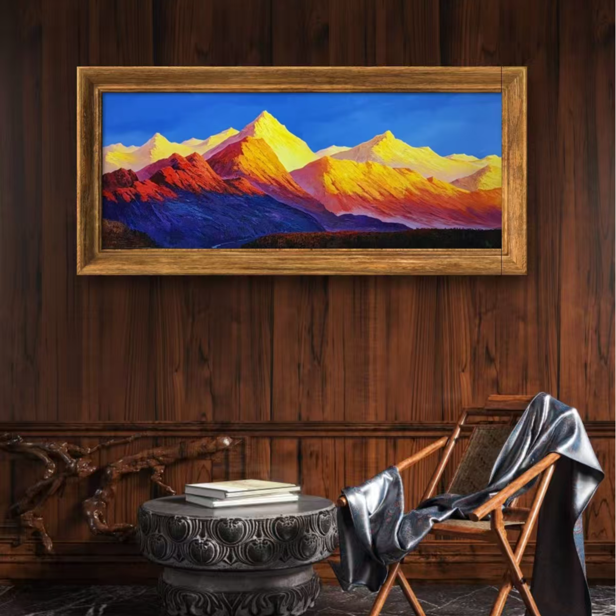 高档精品油画-手绘金山布面-70*180cm-家具装饰收藏悬挂