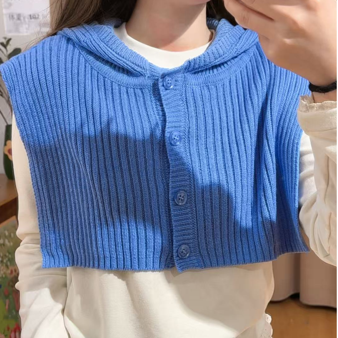 5207余小鱼 两色坑条四粒扣连帽秋冬韩版百搭时尚披肩女