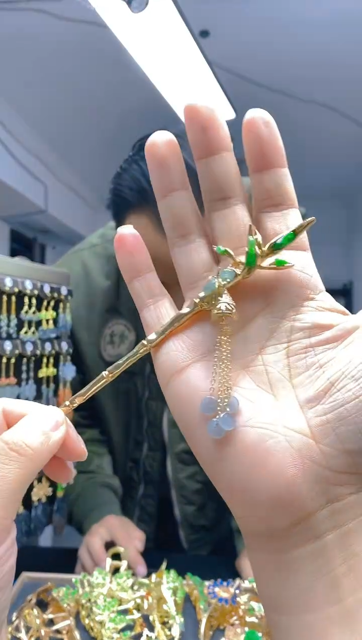 【闪购商品】翡翠耳饰合金380翡翠发簪