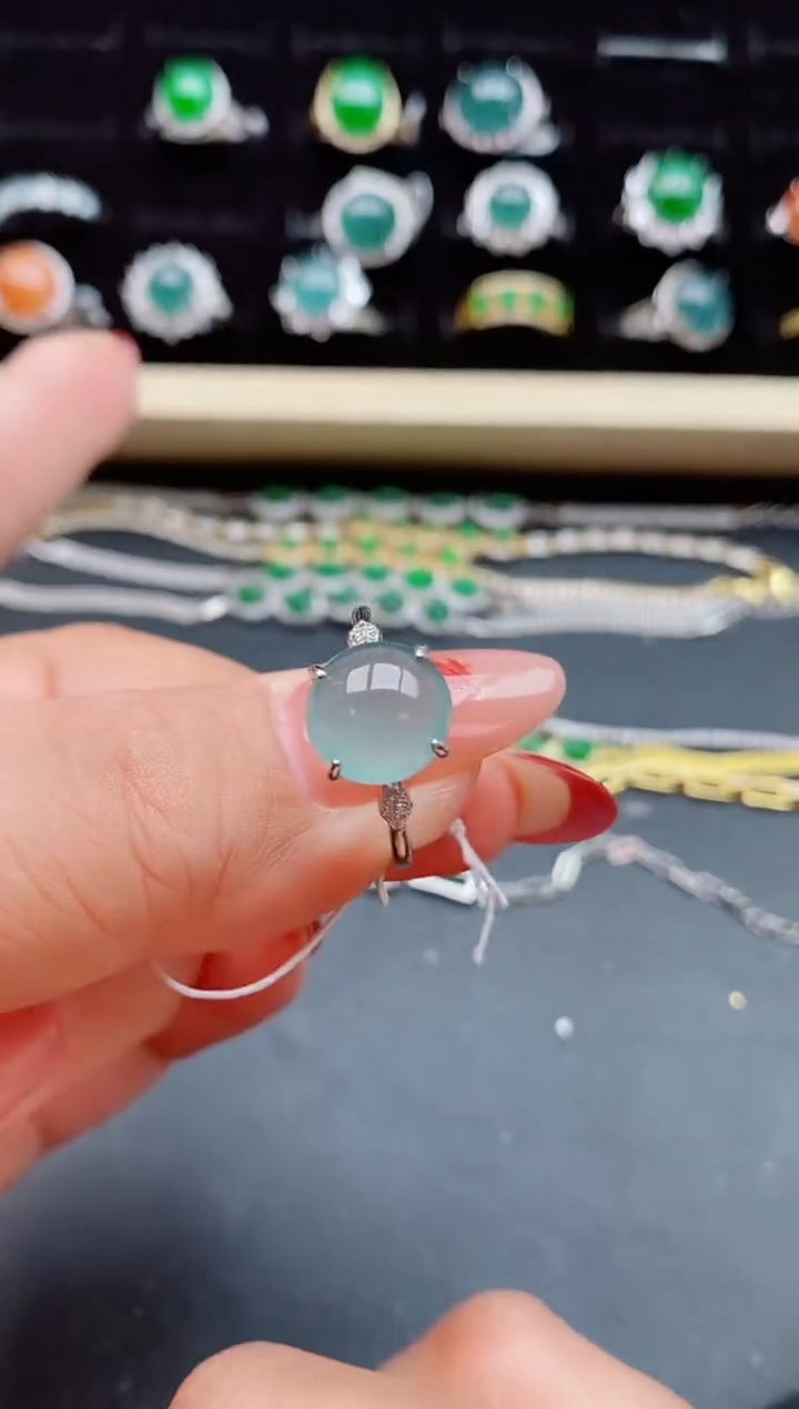 【闪购商品】翡翠戒指银S925镶嵌1321