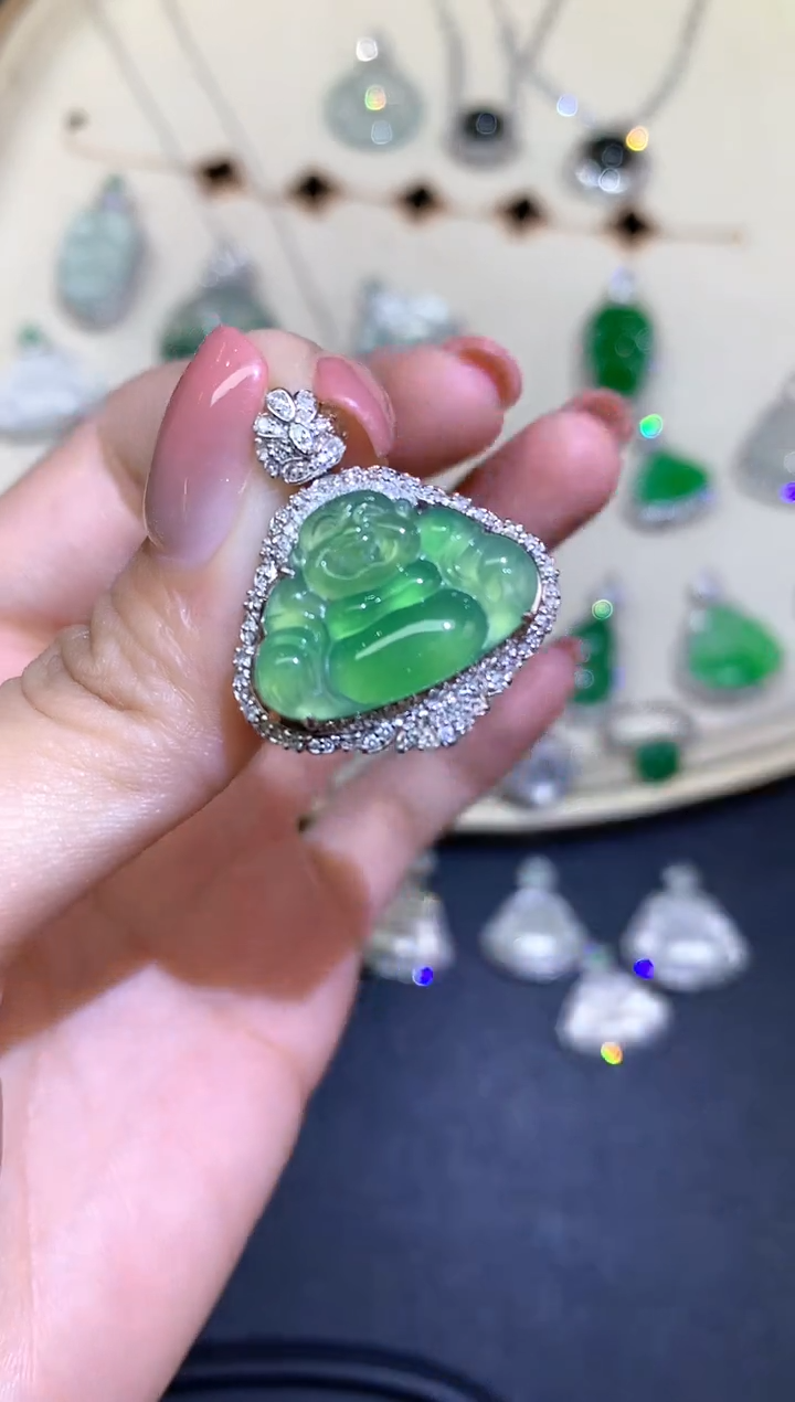 翡翠18K金镶嵌吊坠(不含链)吊坠A364|15000