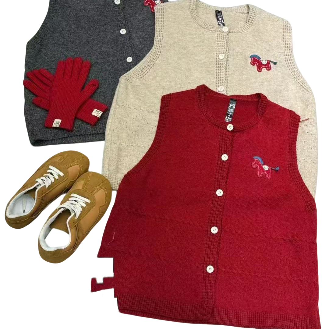 10186秋冬韩版宽松小香风针织马甲