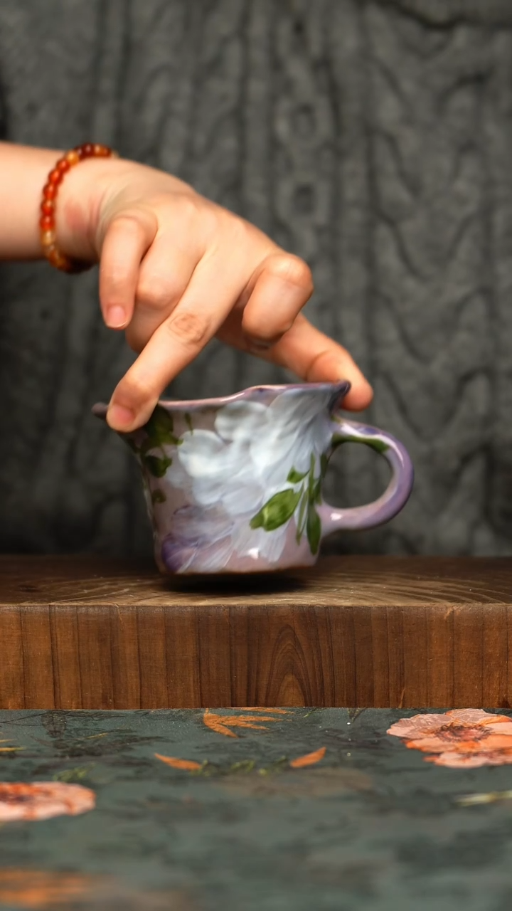 杯釉下彩手工手绘同款陶器     