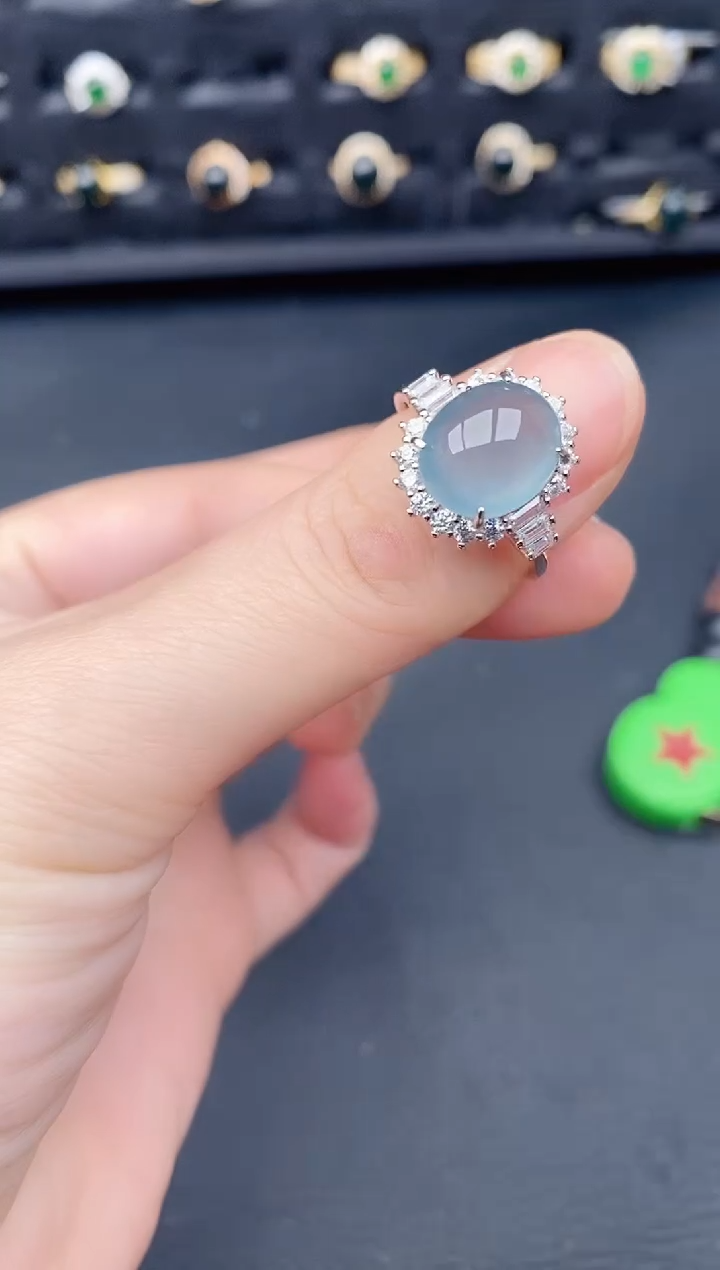 银S925镶嵌戒指翡翠天然a货翡翠151