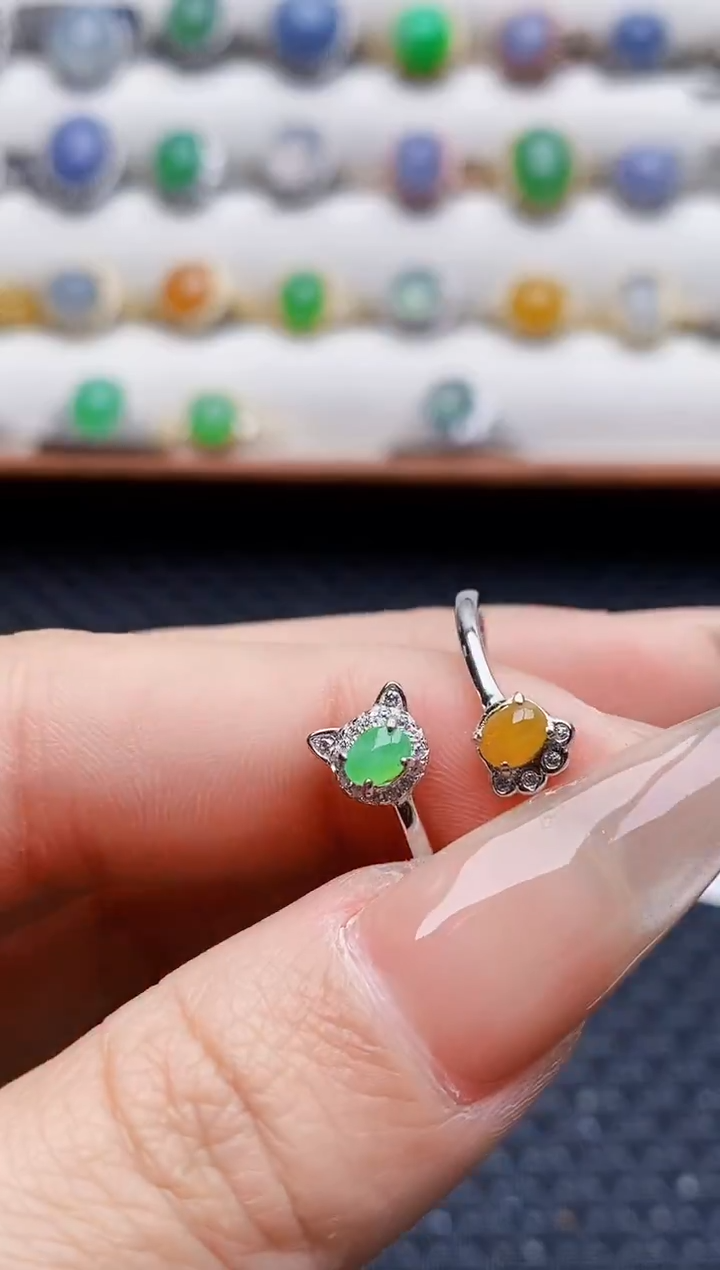 银S925镶嵌戒指翡翠5823