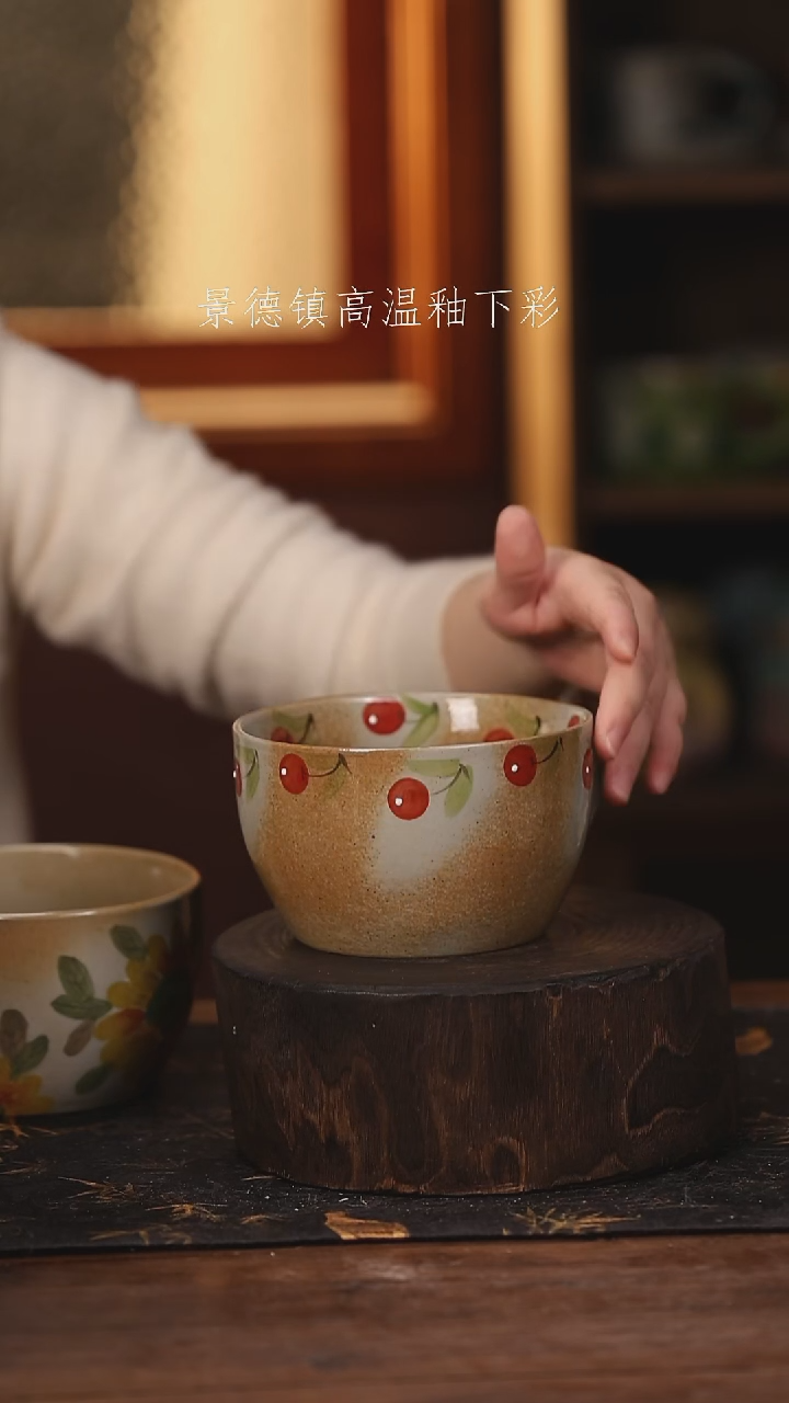 陶瓷 景德镇高温釉下手绘陶瓷@L221@