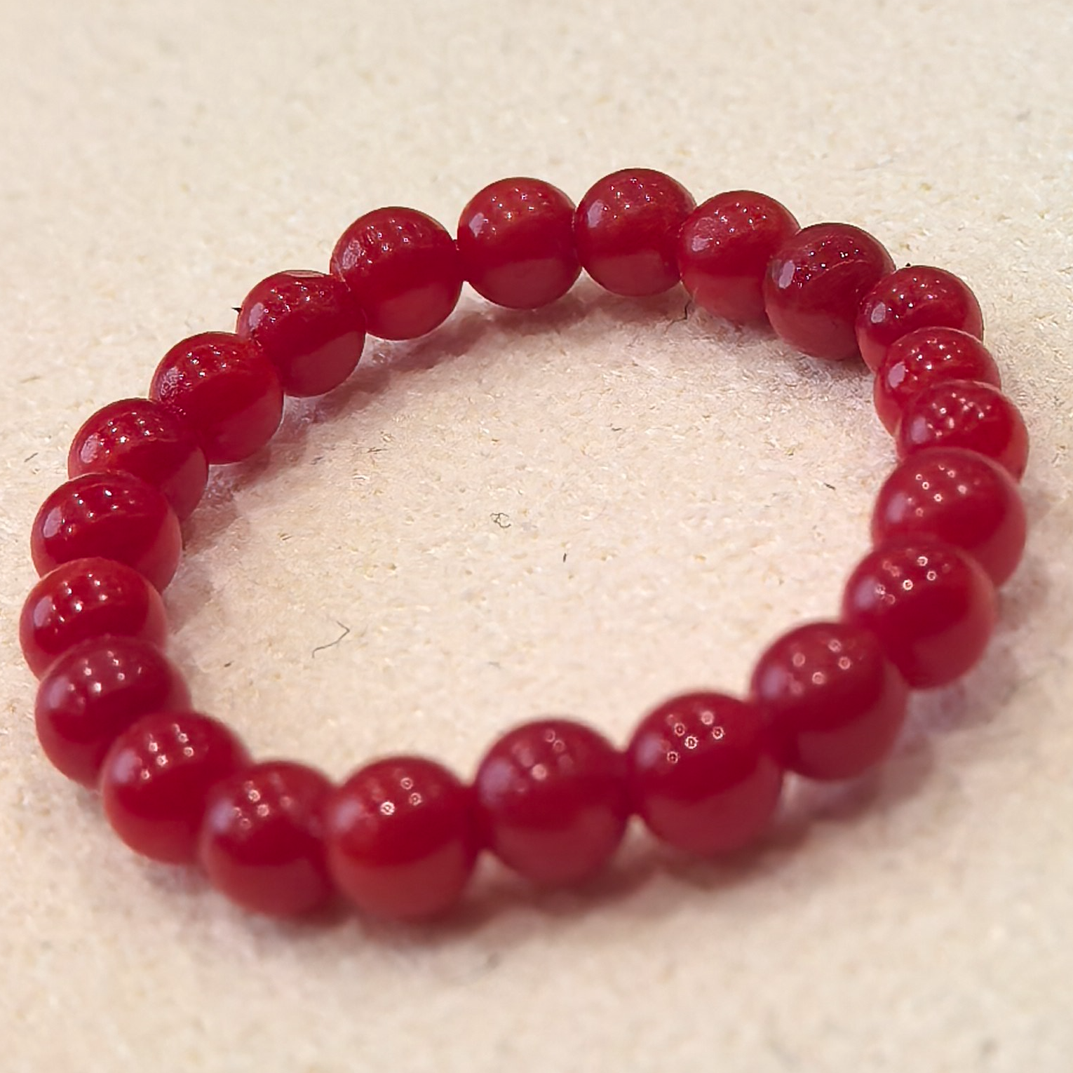 纯天然红珊瑚圆珠戒圈素圈3mm左右