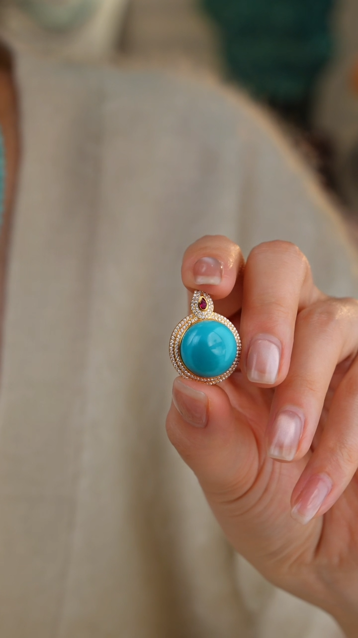 【闪购商品】绿松石吊坠(不含链)18K金镶嵌1