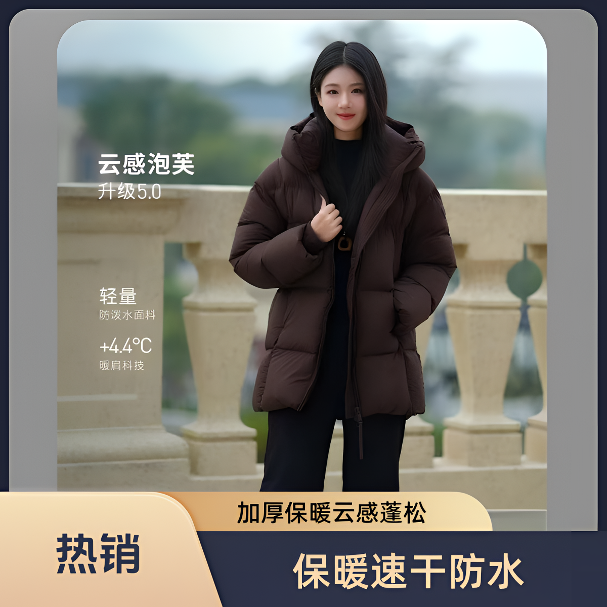 加厚新款羽绒棉服女冬季连帽韩版简约修身立领保暖外套妈妈装防寒