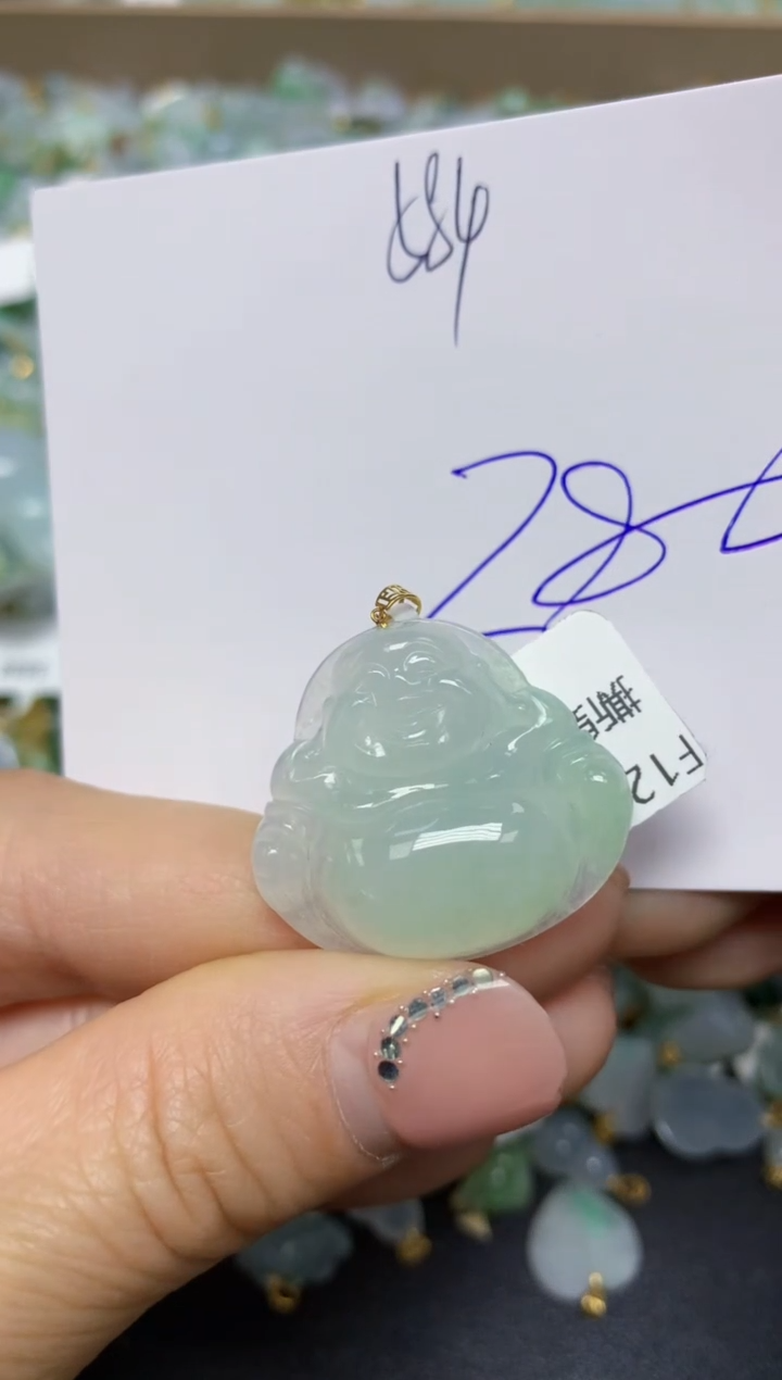 【闪购商品】翡翠挂件18K金镶嵌 天然翡翠A货