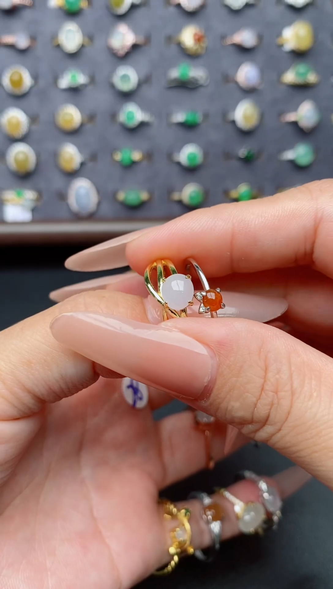 银S925镶嵌戒指翡翠天然翡翠A货111    1-