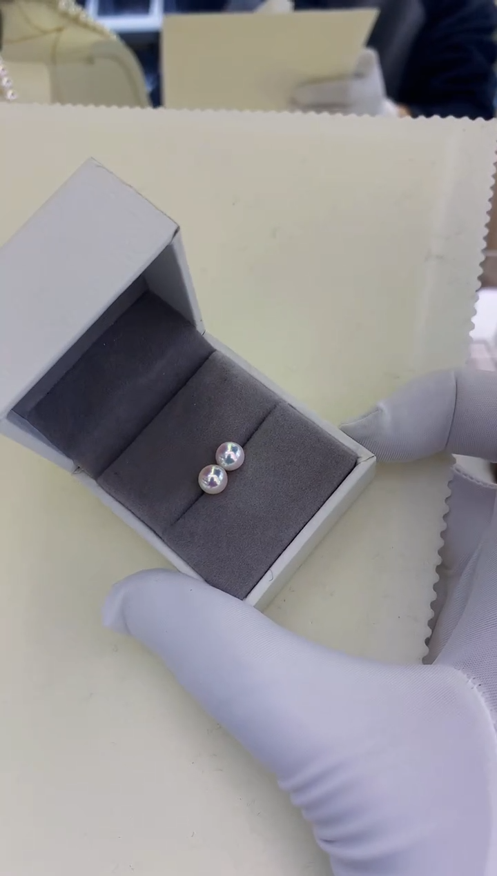 银S925镶嵌饰品海水珍珠5-6素钉定制·银针