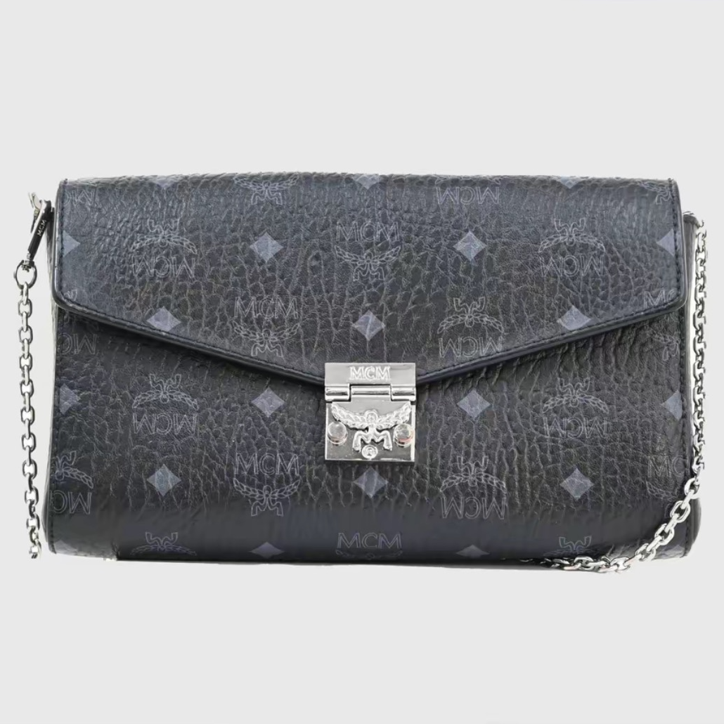 99新 MCM 黑色链条包中号/MCM经典单肩手提斜挎包/ZZ