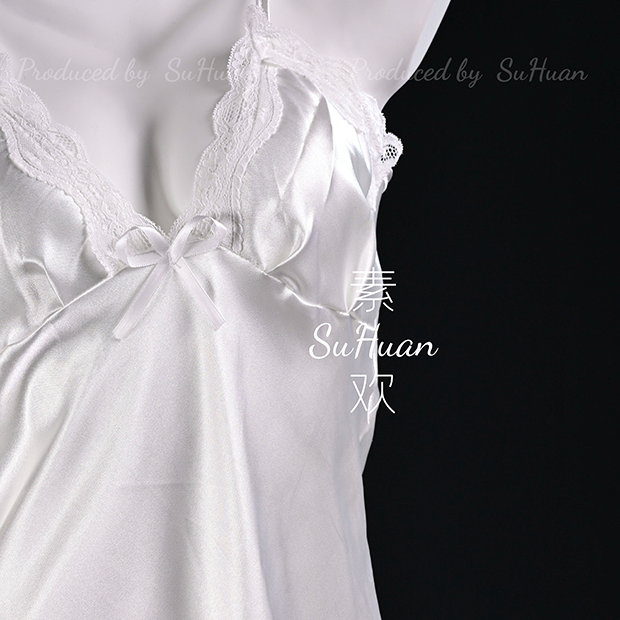 法式纯欲吊带睡裙蕾丝白色性感连体薄款纯欲风