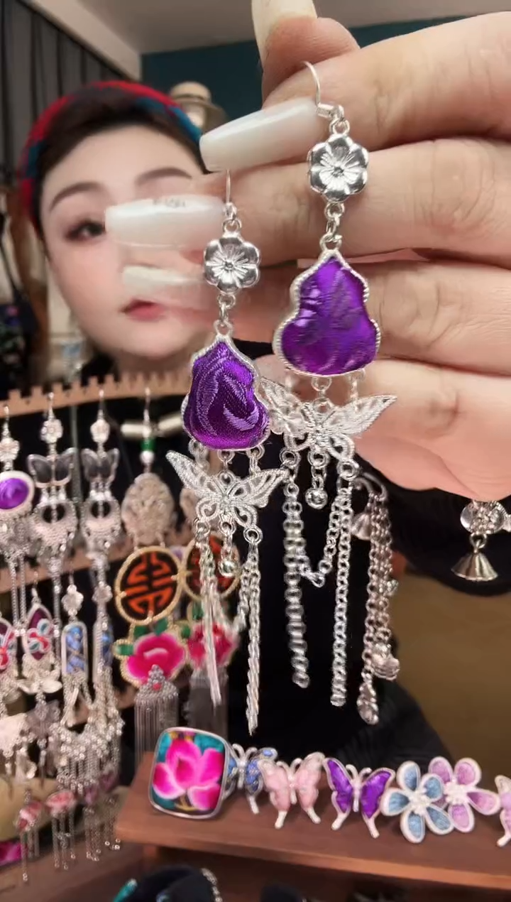 刺绣纯手工民族风刺绣耳环