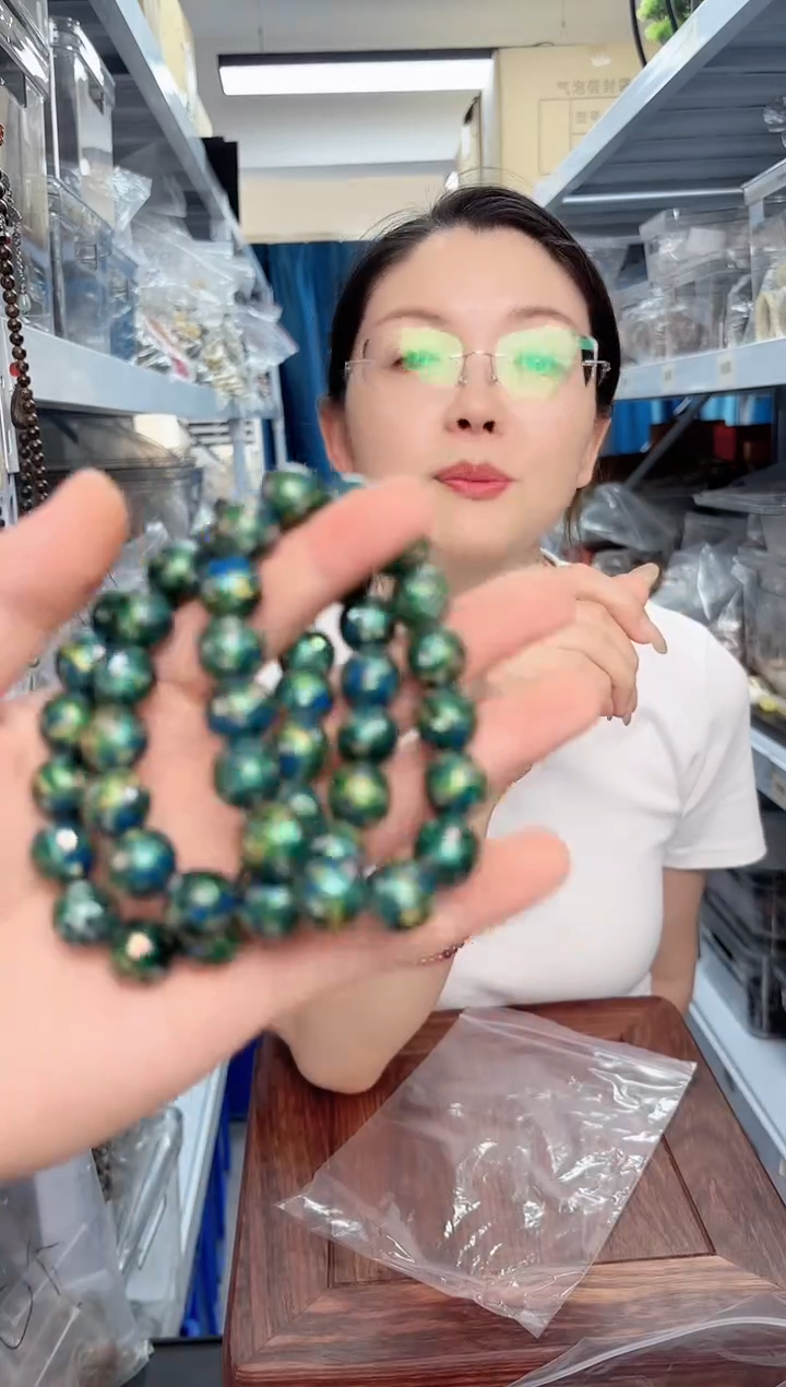 木绿色大漆12mm圆珠单圈