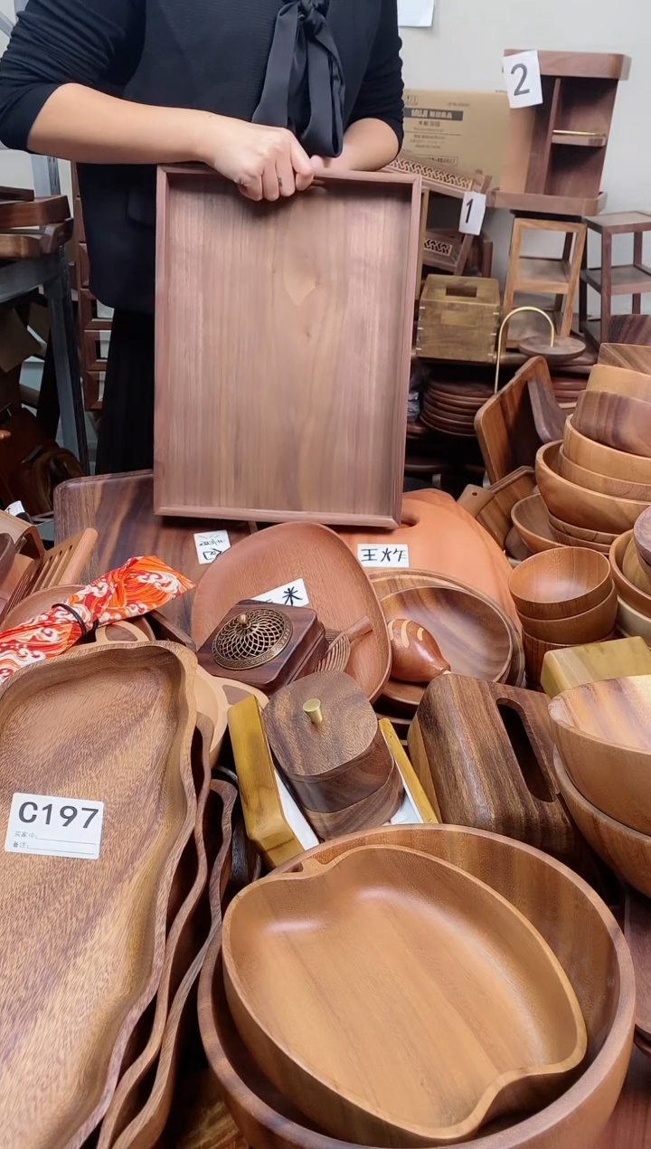 木 北美黑胡桃木双耳托盘40*30*5cm