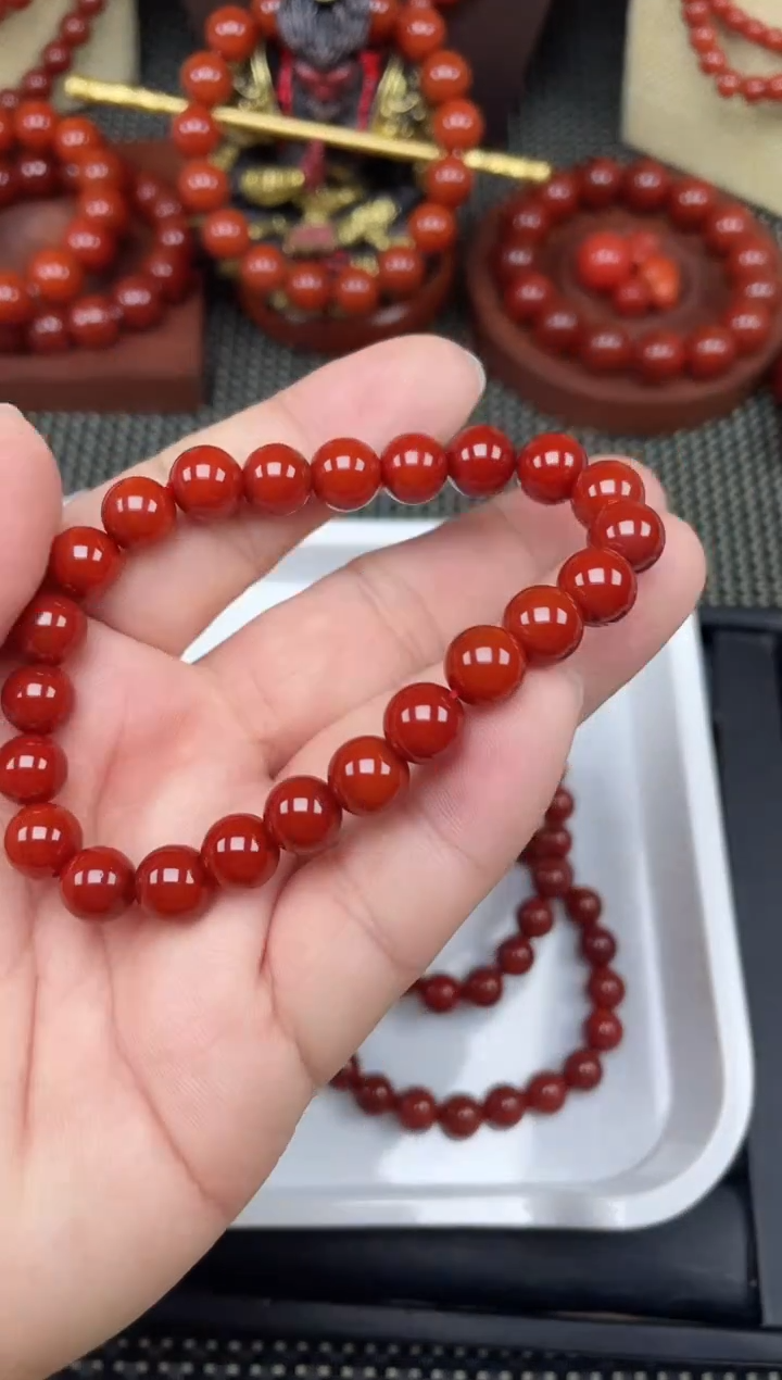 未镶嵌南红玛瑙珠宝半成品8mm牛血红手串