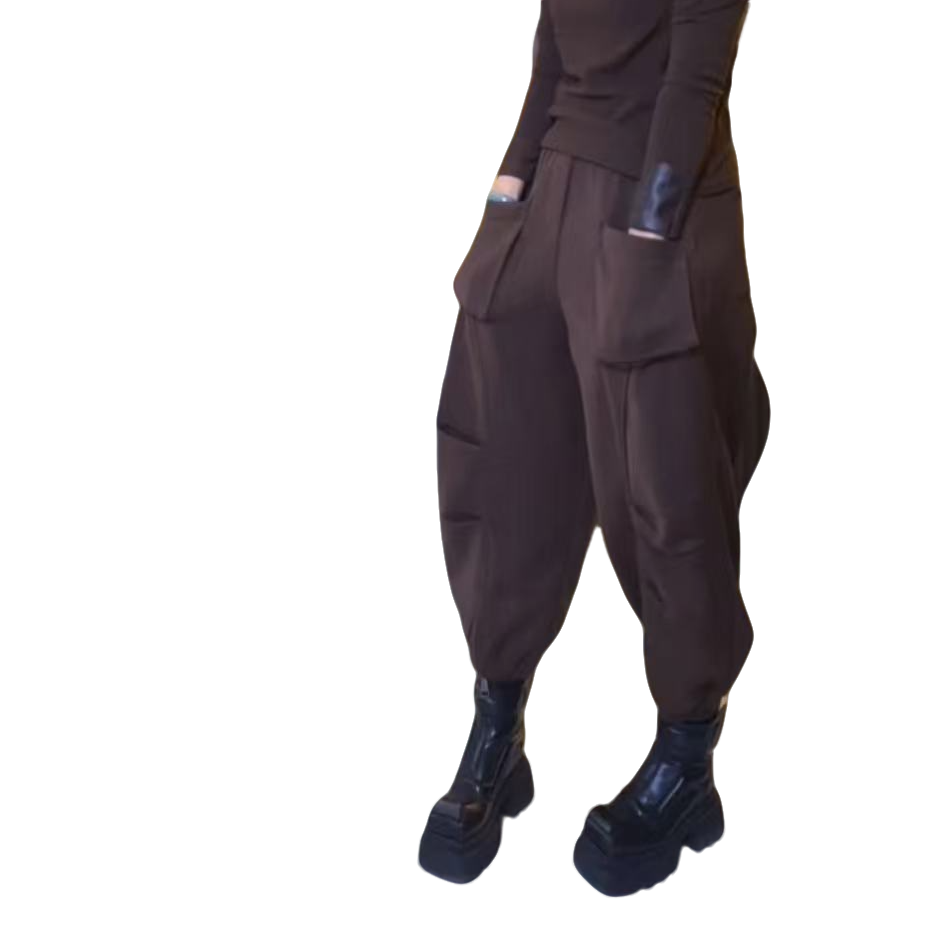 时尚个性百搭加绒萝卜裤#6199