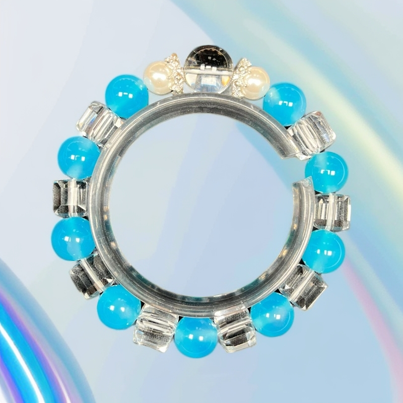 蓝玛瑙白水晶设计款手串--无盒--259