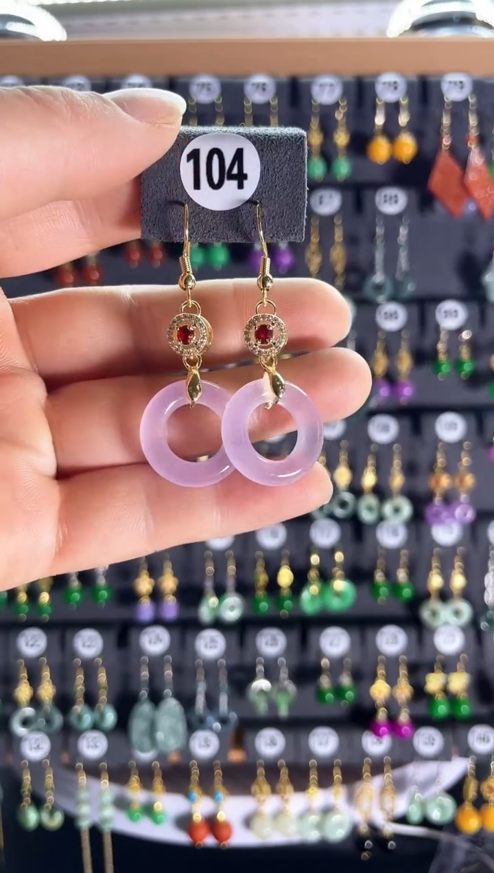 【闪购商品】翡翠耳饰银S925镶嵌104..