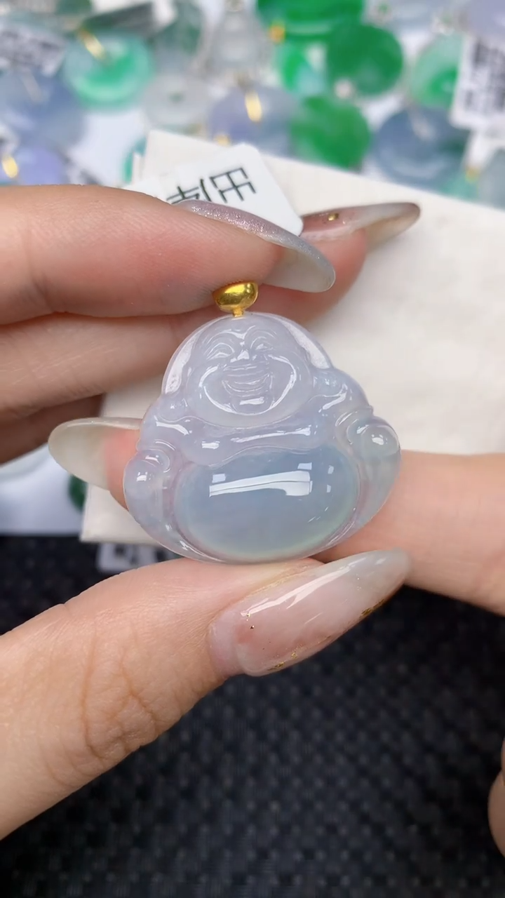 颈饰18K金镶嵌翡翠天然缅甸翡翠a货百元以上9元证书费自理