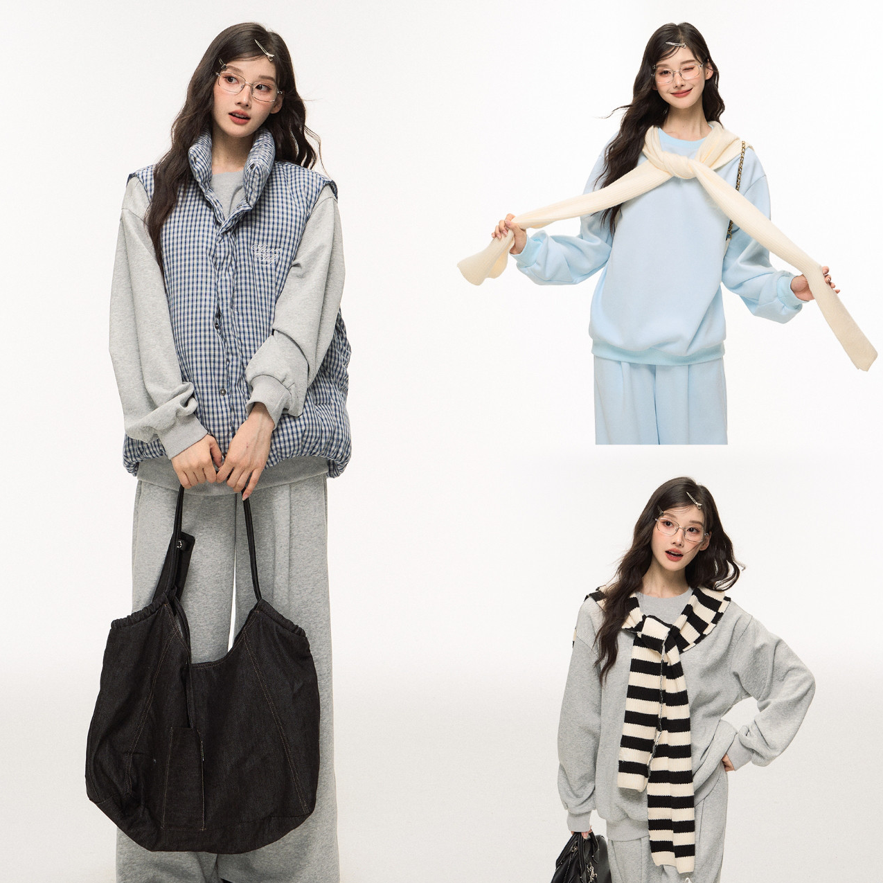 ELEVEN SLEEP韩系宽松休闲运动套装女秋冬慵懒风卫衣阔腿裤两件套