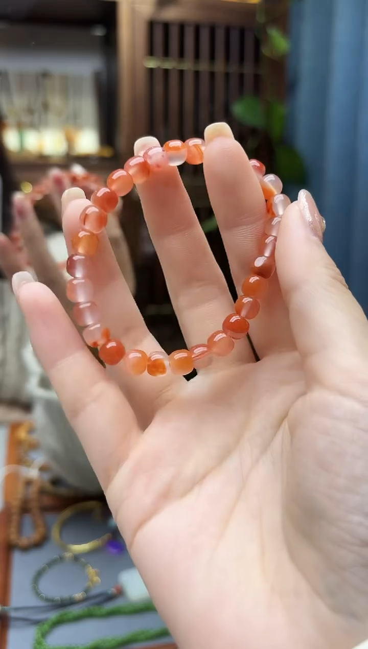 未镶嵌南红玛瑙车挂南红老型手串7mm+JYD