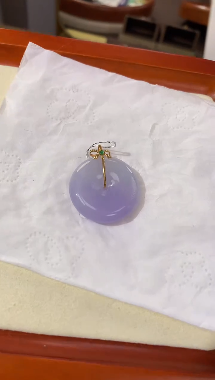 【闪购商品】翡翠颈饰18K金镶嵌天然缅甸a货翡翠