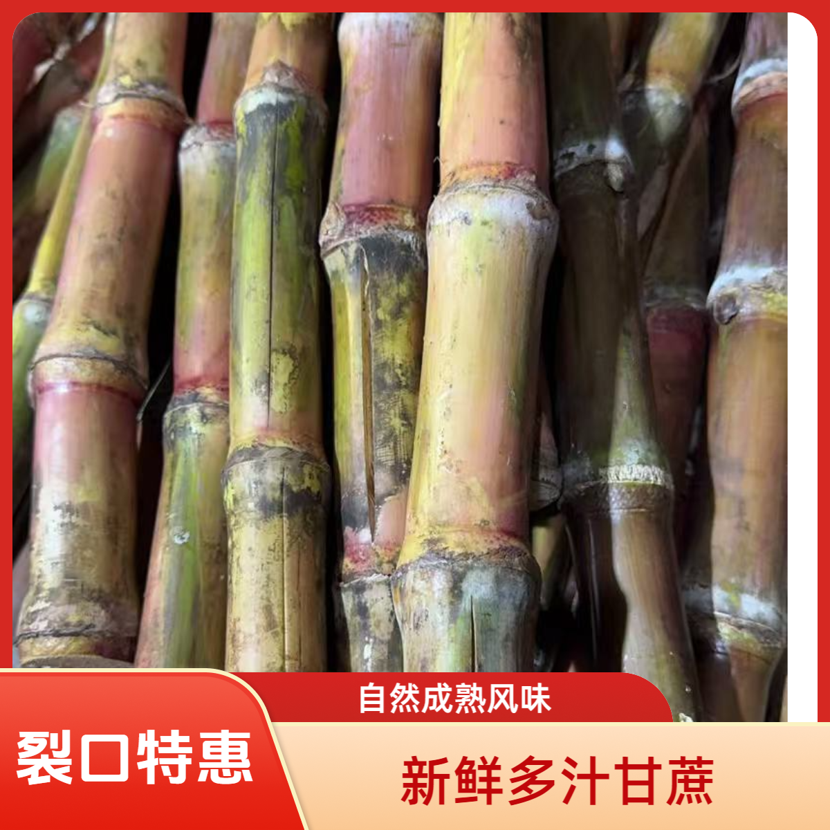 裂口特价装云南老品种红皮脆皮甘蔗现砍现发（介意勿拍）
