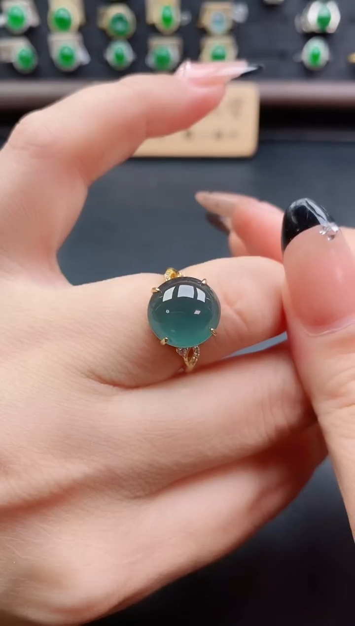 银S925镶嵌戒指翡翠1