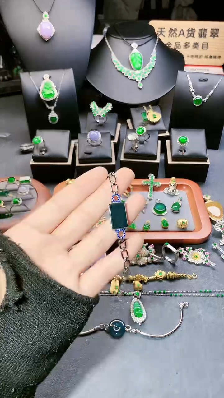 【闪购商品】翡翠手链银S925镶嵌手链