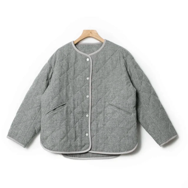 【滴滴亏本清货】包边灰色华夫格腔调设计短款外套