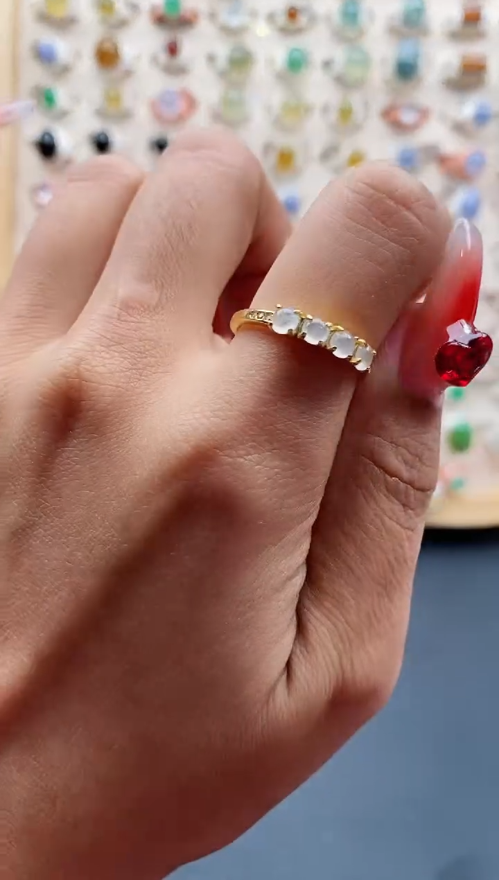 【闪购商品】翡翠戒指银S925镶嵌缅甸天然A货翡翠333  6+