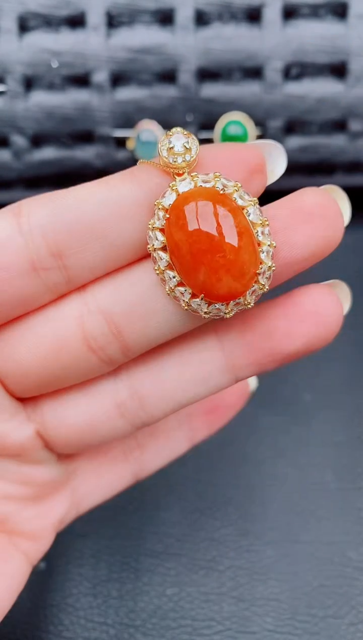 【闪购商品】翡翠颈饰银S925镶嵌天然a货翡翠348